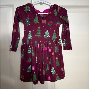 Little Sleepies tree traffic bow back skater dress burgundy